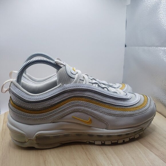 Size 7.5 - Womens Air Max 97 'White University Gold' Nike Shoes Sneakers - Picture 1 of 8